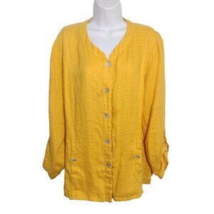 David Dart All Linen Women's Tunic Top XL Minimalist Beachy Pockets Roll Tab